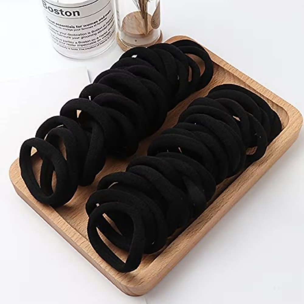 Bronson Professional Hair Rubber Bands Ponytail Holder with Storage Box - Black | Grocsy