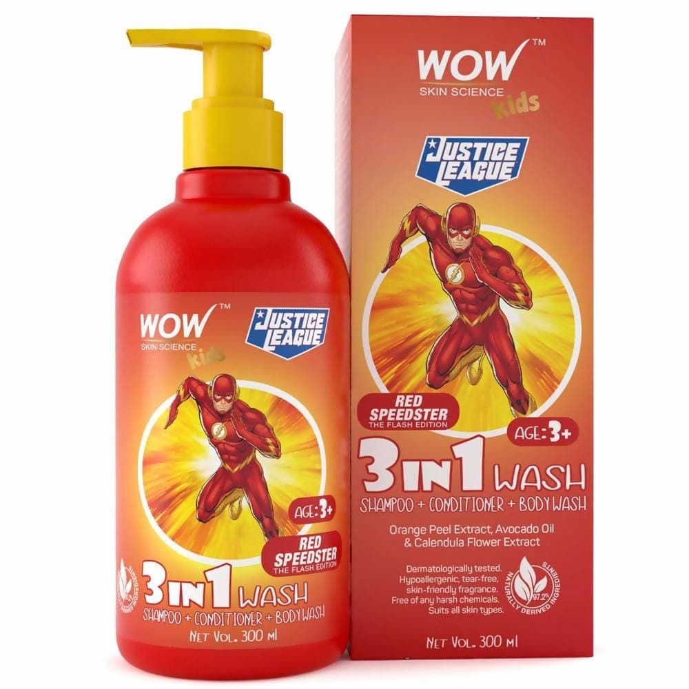 Wow Skin Science Kids 3 in 1 Wash - Red Speedster Flash Edition | Grocsy