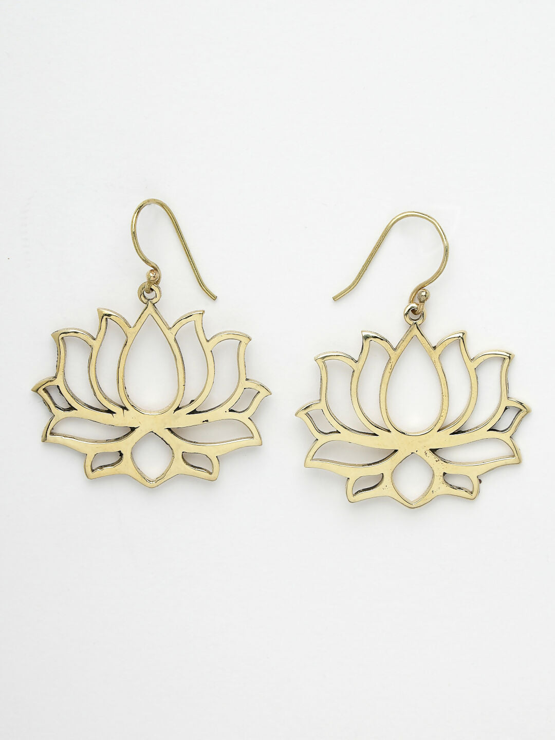 NVR Women Lotus Shaped Gold-Polished Earrings | Grocsy