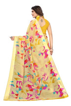 Vamika Yellow Linen Satin Border Saree | Grocsy