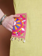 Women Republic Green Cotton Kurta Set With Embroidered Pockets | Grocsy
