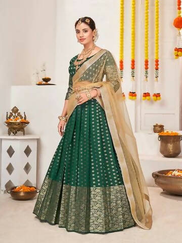 DEIANA'S Beautiful Jackquard Weaving Lehengha Choli - Green | Grocsy