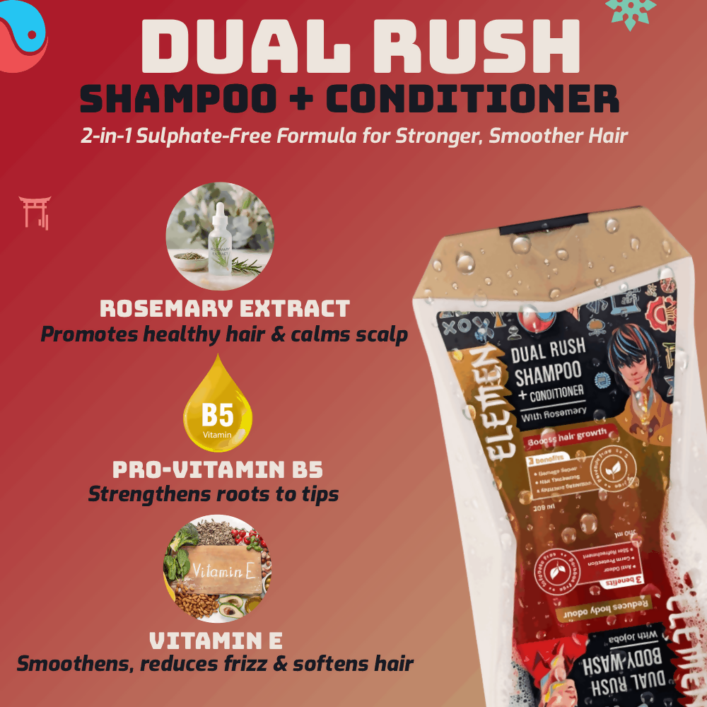 Elemen Dual Rush – Body Wash + Shampoo & Conditioner with Jojoba and Rosemary | Grocsy