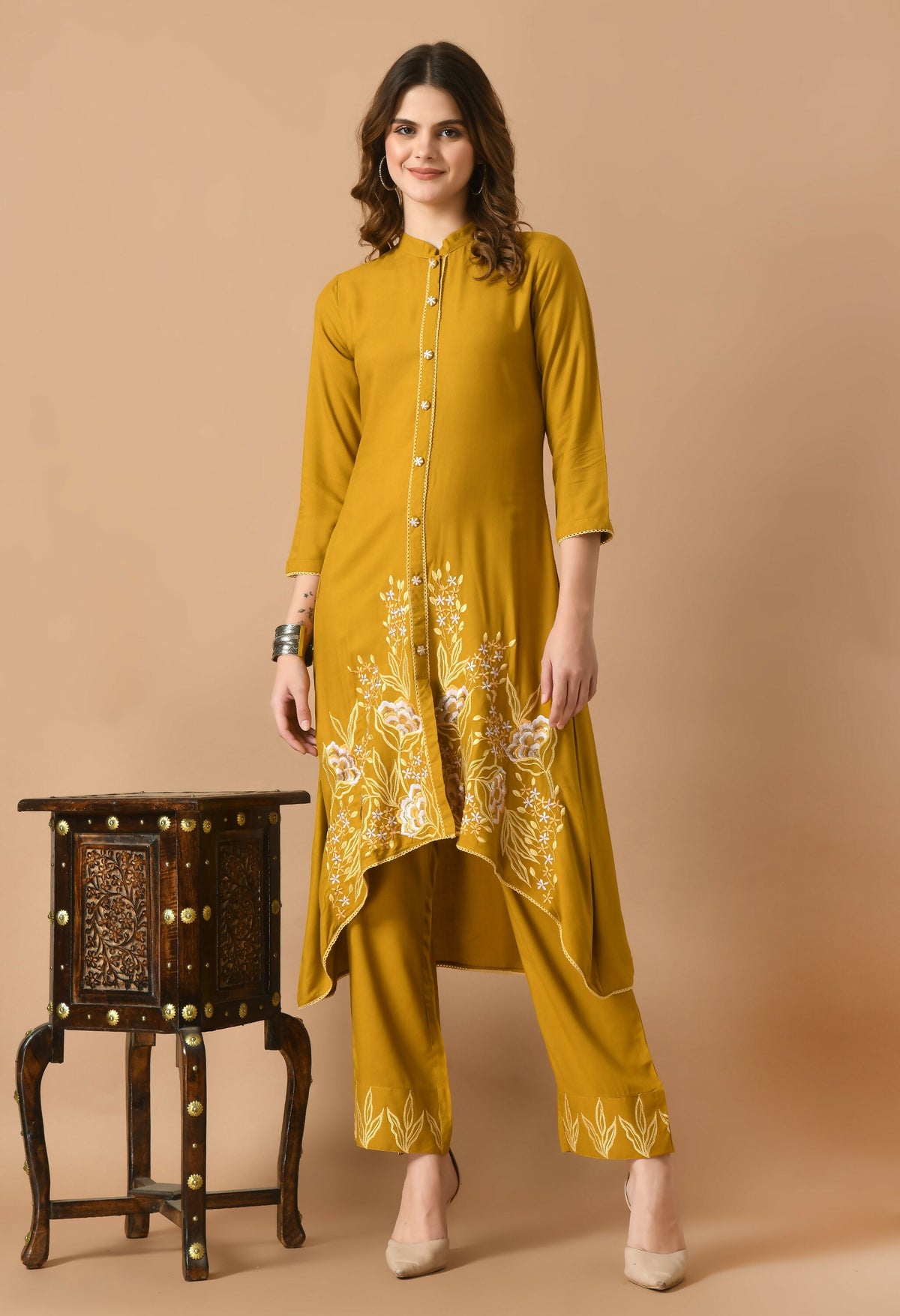 Joban Fashion Mustard Cotton Rayon Kurta Set | Grocsy