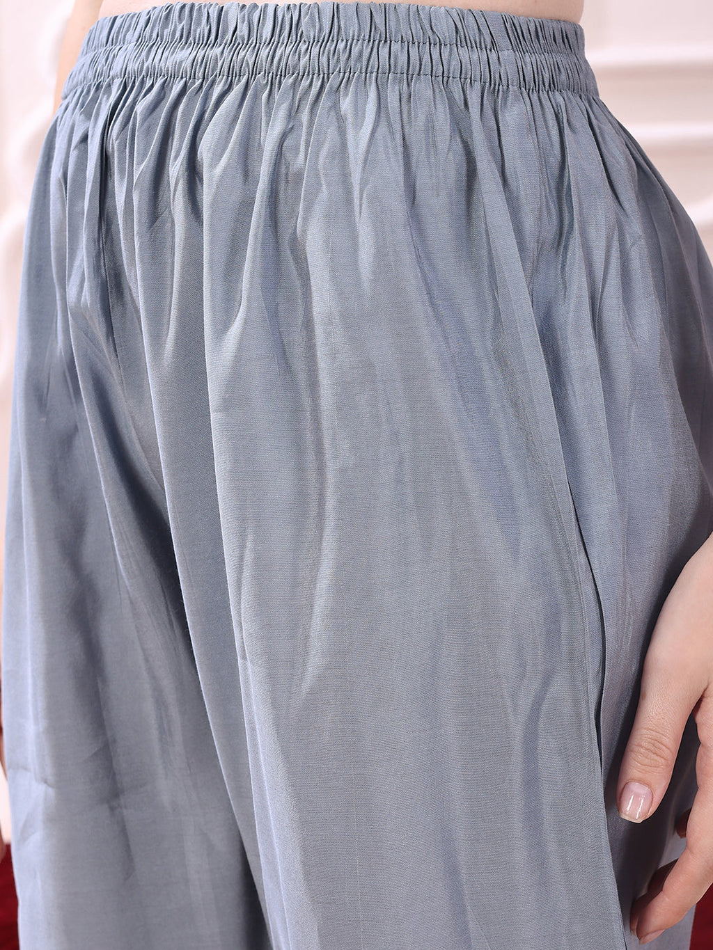 Heavy Hand Embroidered Kurta With Pant & Dupatta, Grey - Hiral Fashion | Grocsy