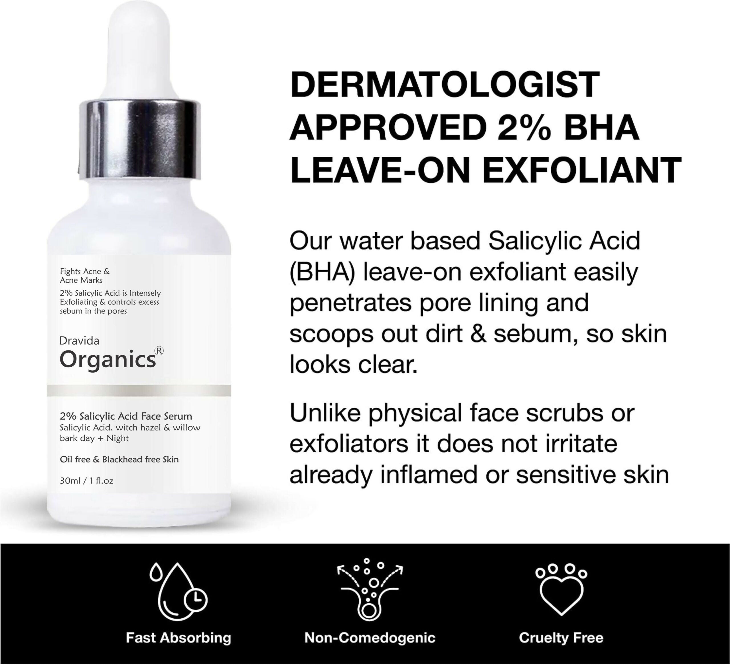 Dravida Organics 2% Salicylic Acid Serum | Grocsy