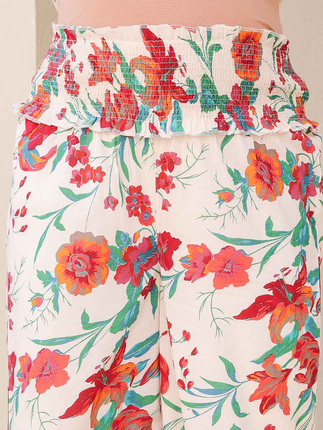 Janasya Light Cotton Floral A-Line Kurta Set | Grocsy