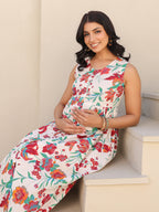 Janasya Light Cotton Floral A-Line Kurta Set | Grocsy