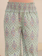 Janasya Light Cotton Floral A-Line Top & Bottom Set | Grocsy