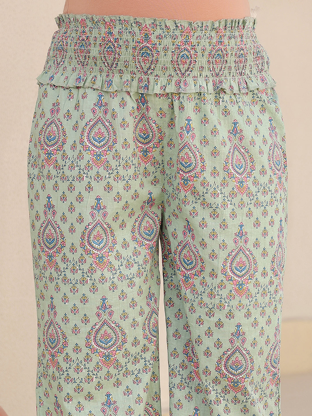 Janasya Light Cotton Floral A-Line Top & Bottom Set | Grocsy