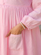 Janasya Light Dobby Cotton Self Design A-Line Kurta Set | Grocsy