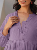 Janasya Light Dobby Cotton Self Design A-Line Kurta Set | Grocsy