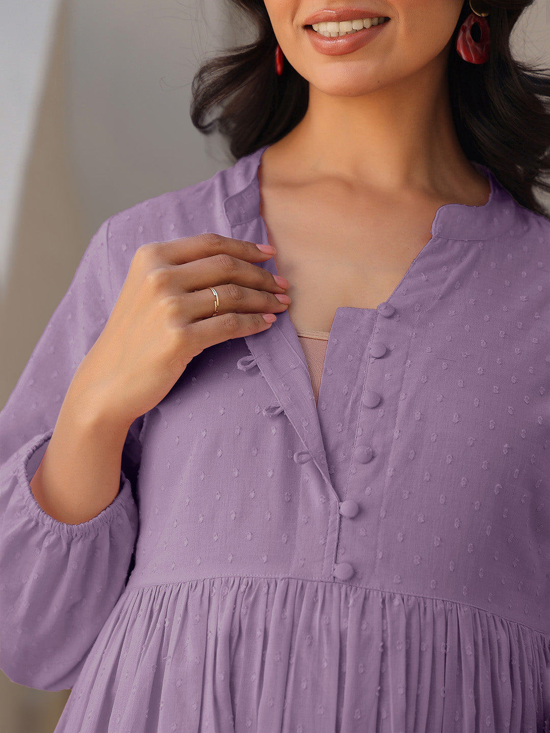 Janasya Light Dobby Cotton Self Design A-Line Kurta Set | Grocsy