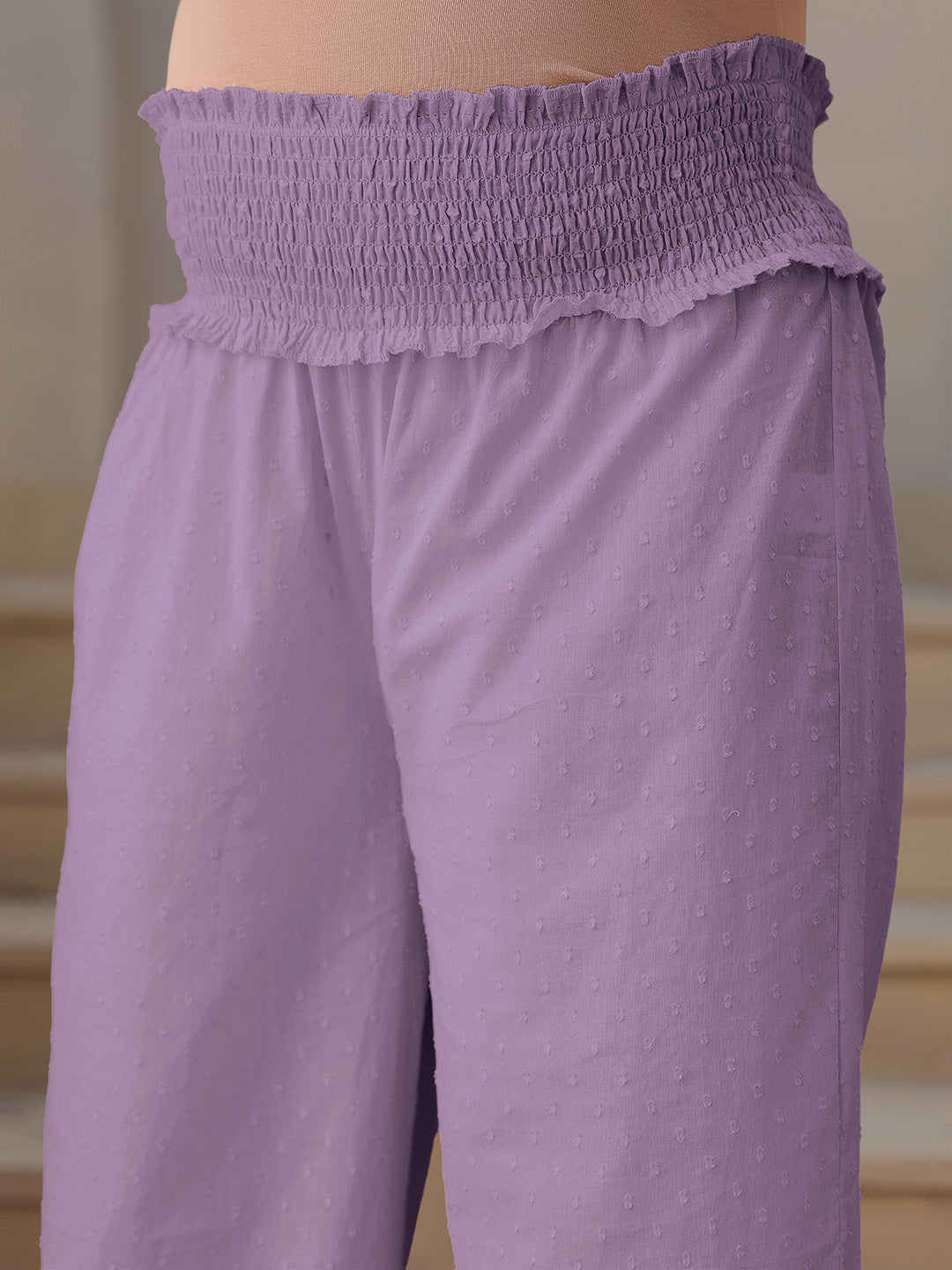 Janasya Light Dobby Cotton Self Design A-Line Kurta Set | Grocsy