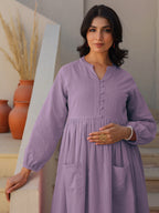 Janasya Light Dobby Cotton Self Design A-Line Kurta Set | Grocsy