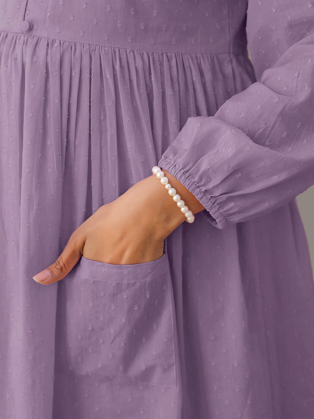 Janasya Light Dobby Cotton Self Design A-Line Kurta Set | Grocsy