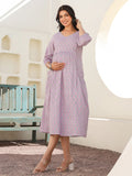 Janasya Light Cotton Floral A-Line Dress | Grocsy