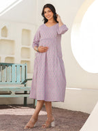 Janasya Light Cotton Floral A-Line Dress | Grocsy