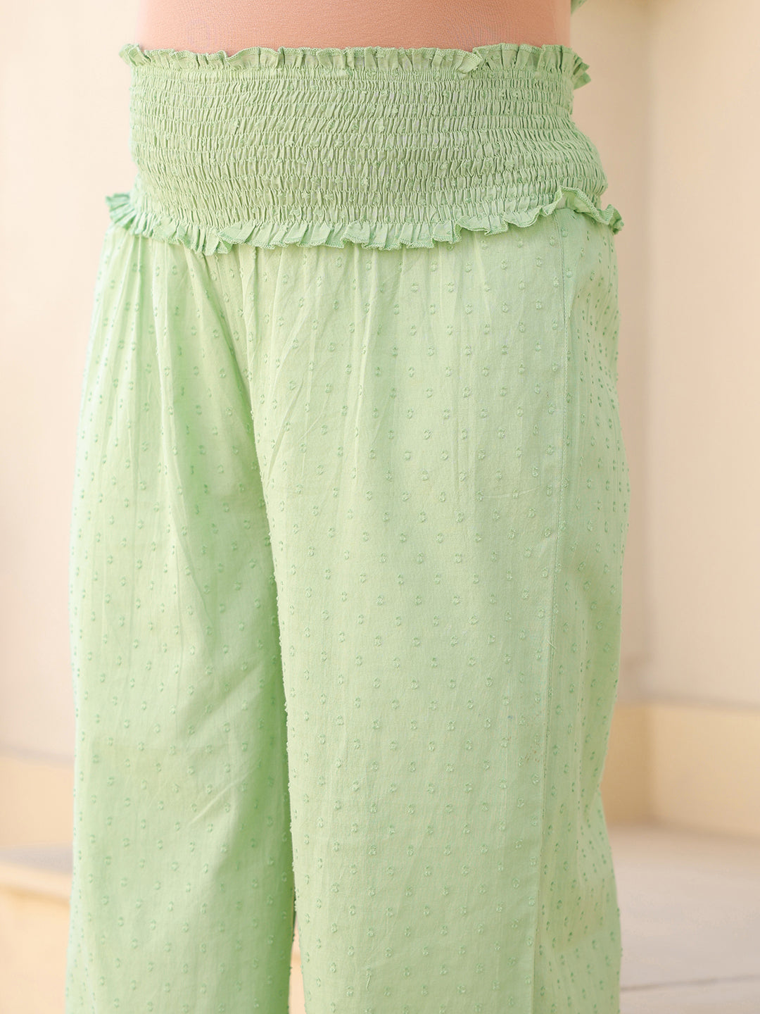 Janasya Light Dobby Cotton Yoke Embroidery A-Line Kurta Set | Grocsy