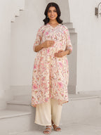 Janasya Light Cotton Floral A-Line Kurta | Grocsy