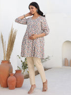 Janasya Light Cotton Geometric A-Line Tunic | Grocsy