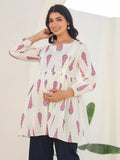 Janasya Light Cotton Ethnic Motifs A-Line Tunic | Grocsy
