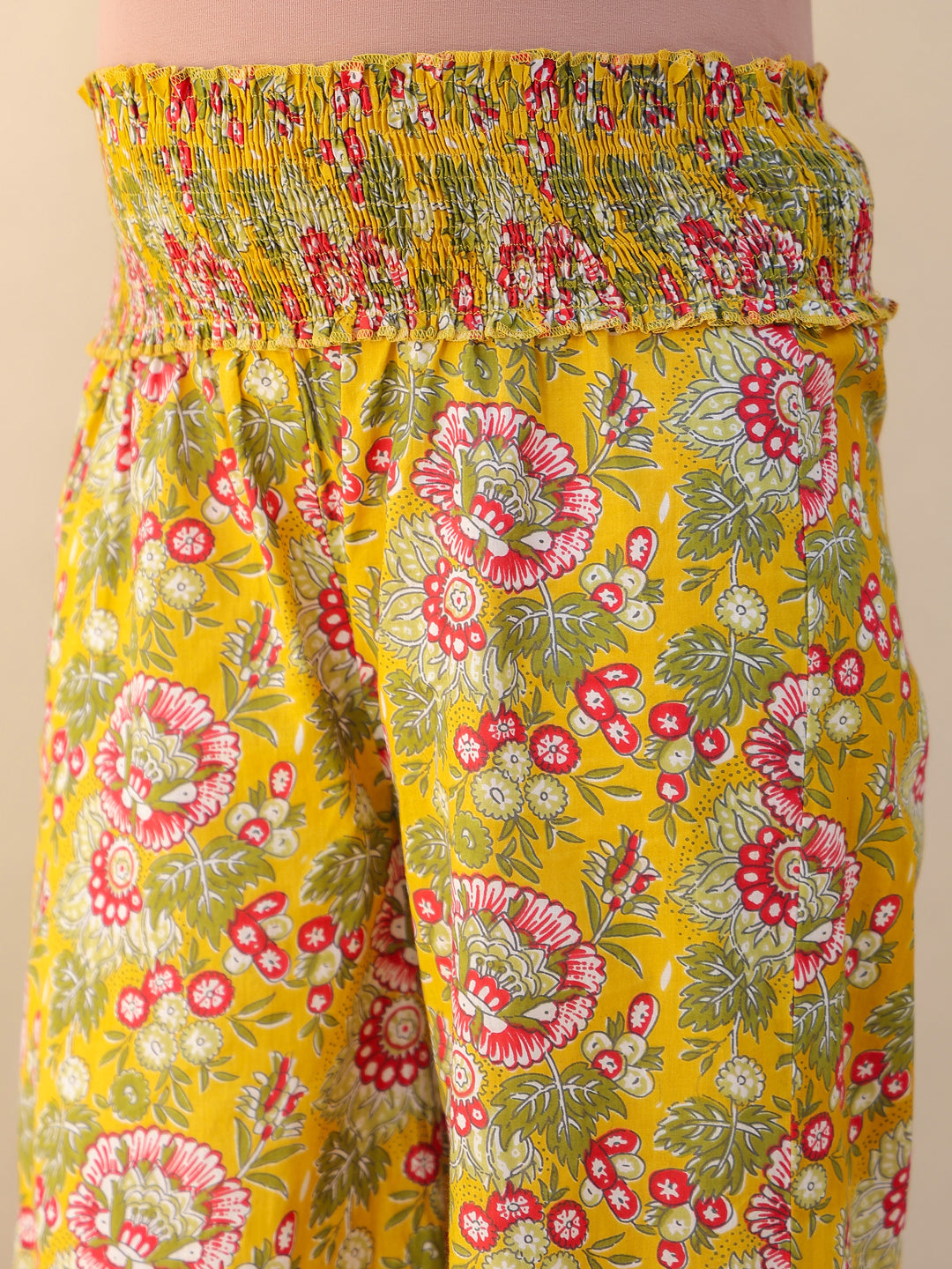 Janasya Bright Cotton Floral A-Line Kurta Set | Grocsy