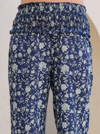 Janasya Dark Cotton Floral Gathered Top & Bottom Set | Grocsy