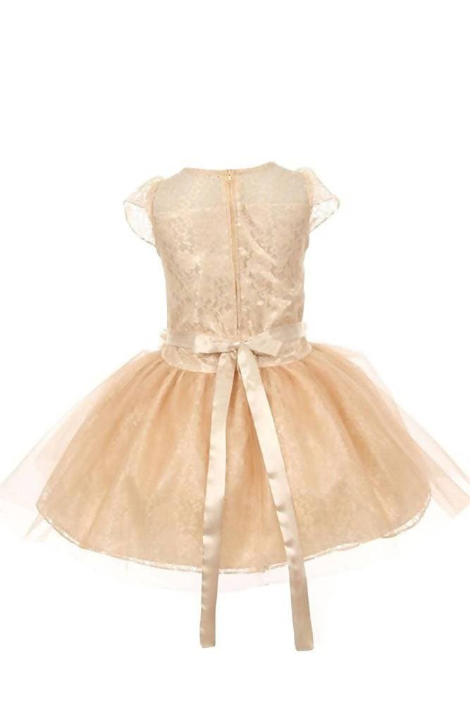 Asmaani Baby Girl's Gold Color Satin A-Line Frock (AS-DRESS-22132) | Grocsy