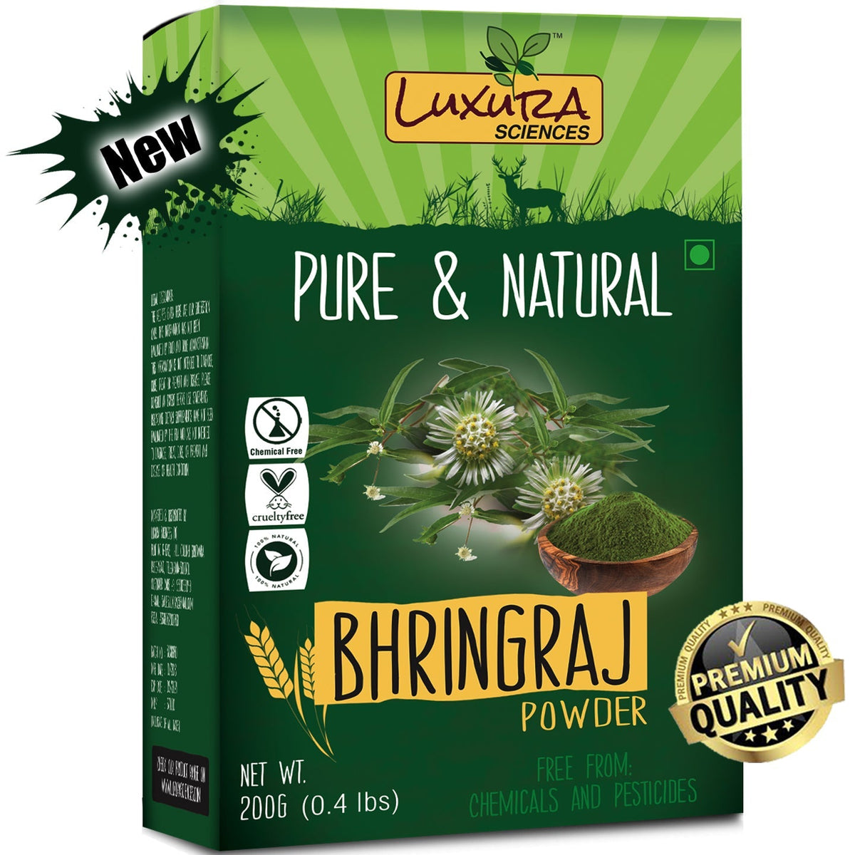 Luxura Sciences Natural Bhringraj Powder for hair growth and conditioning | Grocsy