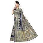 Vamika Navy Banarasi Jacquard Weaving Saree | Grocsy