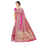 Vamika Pink Banarasi Jacquard Weaving Saree | Grocsy
