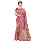 Vamika Pink Banarasi Jacquard Weaving Saree | Grocsy