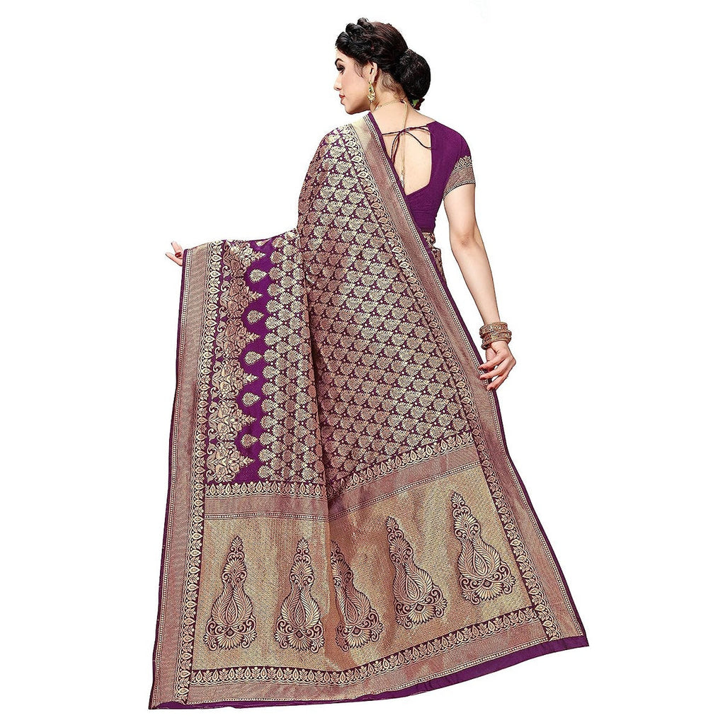 Vamika Purple Banarasi Jacquard Weaving Saree | Grocsy