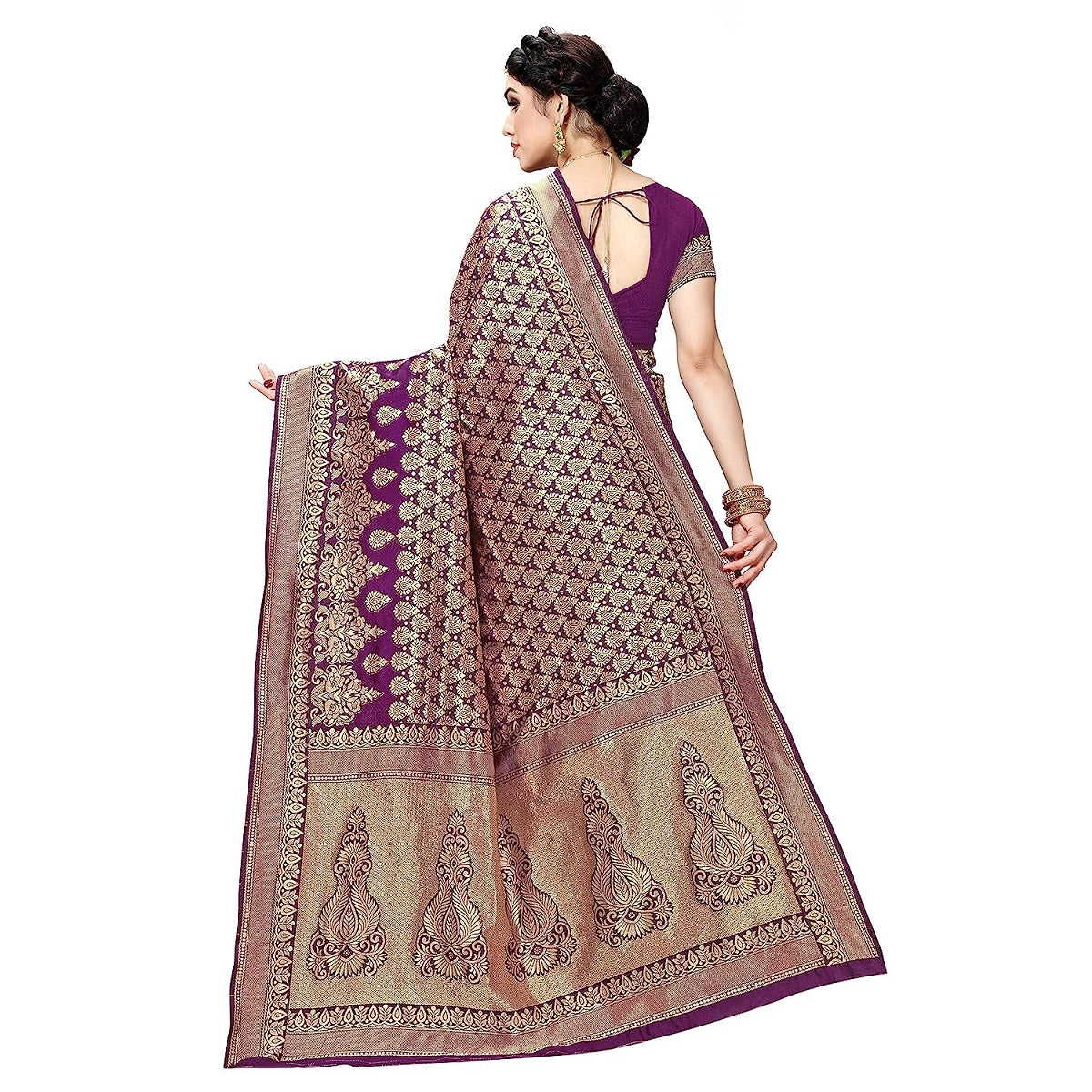 Vamika Purple Banarasi Jacquard Weaving Saree | Grocsy