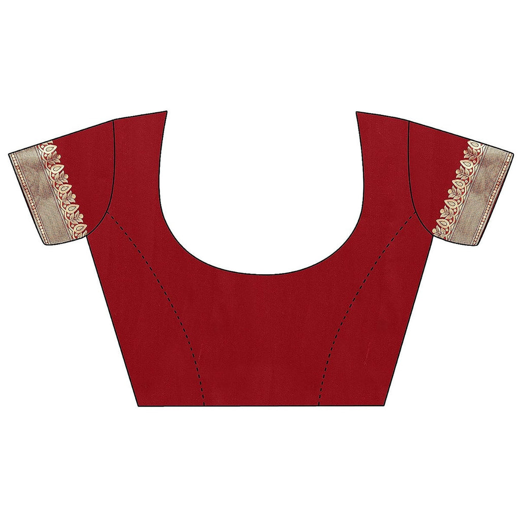 Vamika Red Banarasi Jacquard Weaving Saree | Grocsy