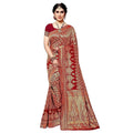Vamika Red Banarasi Jacquard Weaving Saree | Grocsy