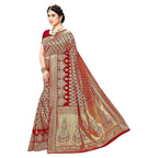 Vamika Red Banarasi Jacquard Weaving Saree | Grocsy