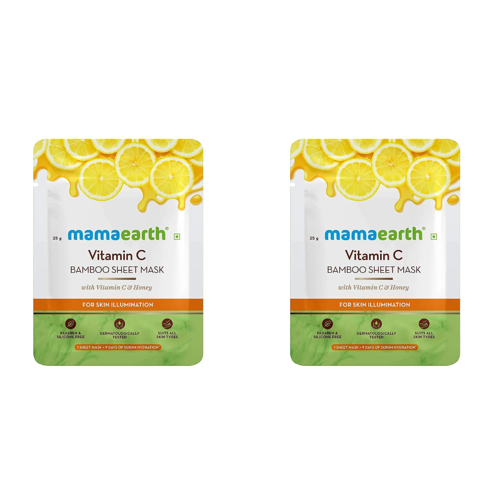 Mamaearth Vitamin C Bamboo Sheet Mask For Skin Illumination | Grocsy
