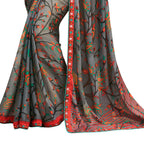Vamika Grey Cadbury Chiffon Georgette Saree Saree | Grocsy