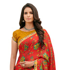 Vamika Orange Cadbury Chiffon Georgette Saree Saree | Grocsy