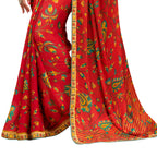 Vamika Orange Cadbury Chiffon Georgette Saree Saree | Grocsy