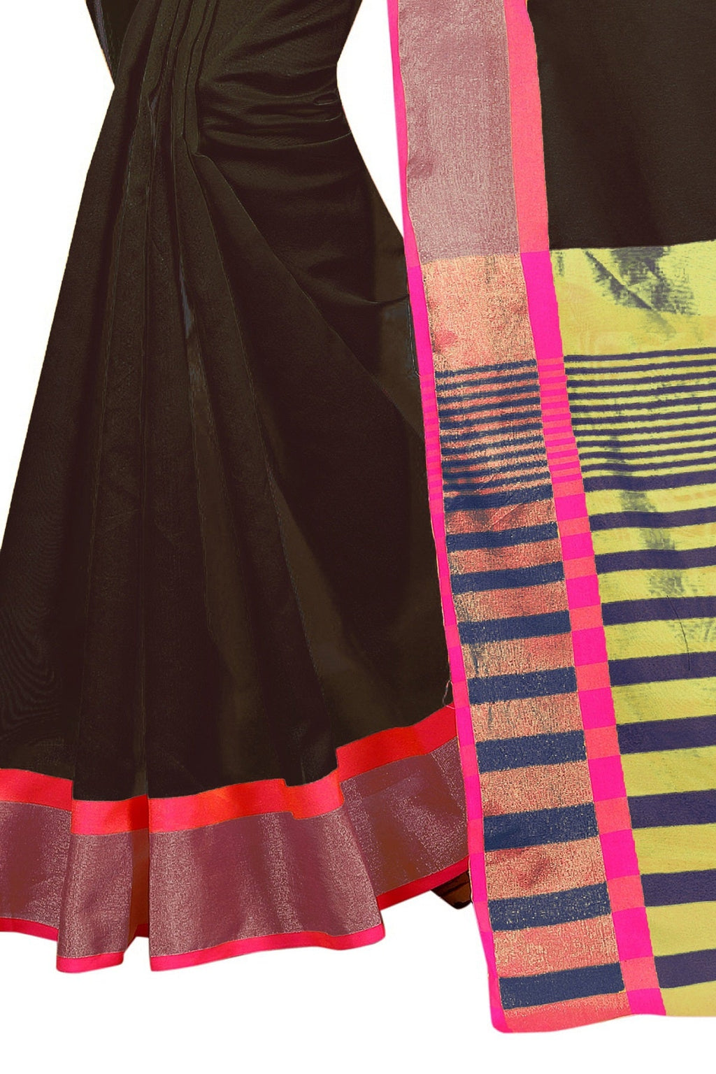 Vamika Black Cotton Silk Weaving Saree | Grocsy
