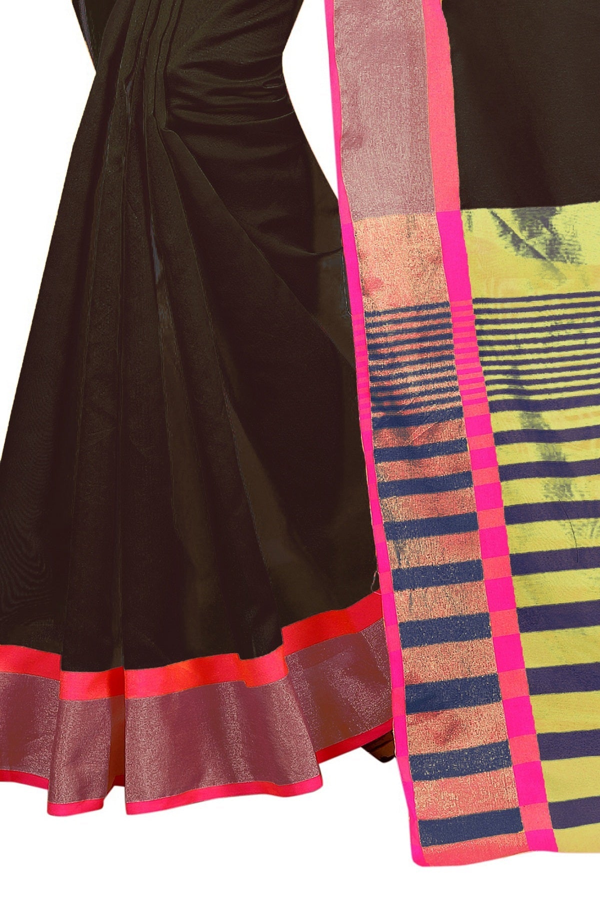 Vamika Black Cotton Silk Weaving Saree | Grocsy