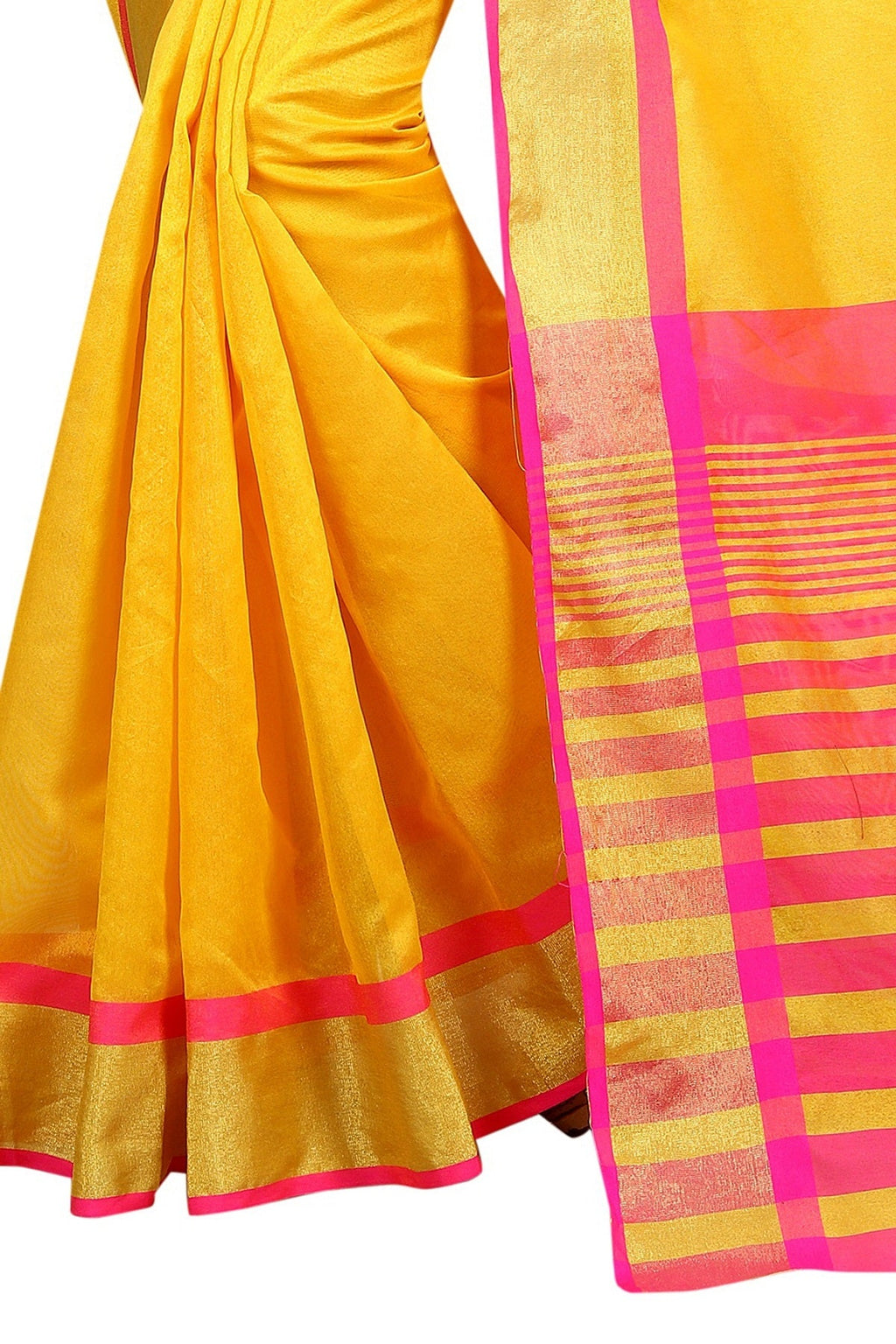 Vamika Yellow Cotton Silk Weaving Saree | Grocsy