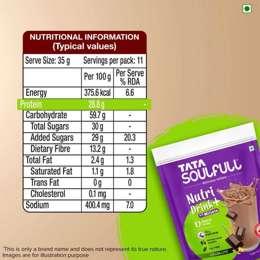 Tata Soulfull Nutri Drink+ With Millets - Cocoa Lite Flavor | Grocsy