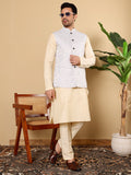 MULTI SHADES Men's Woven Design Light Blue Embroidered Nehru Jacket | Grocsy