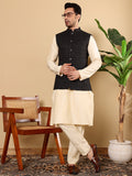MULTI SHADES Men's Woven Design Black Embroidered Nehru Jacket | Grocsy