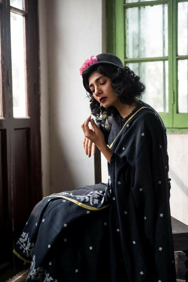 Exclusive Collection Beautiful Black Embroidery Saree | Grocsy