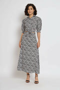White Crepe Geometric Printed Top with Matching Skirt - Shivani | Grocsy